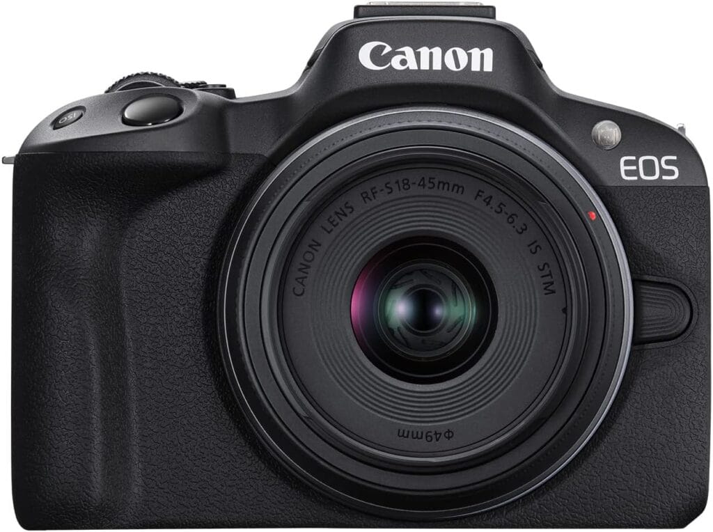 Canon EOS R50 Mirrorless Camera – 24.2MP APS-C Sensor, 4K Video, RF-S18-45mm Lens, Perfect for Vlogging & Content Creators