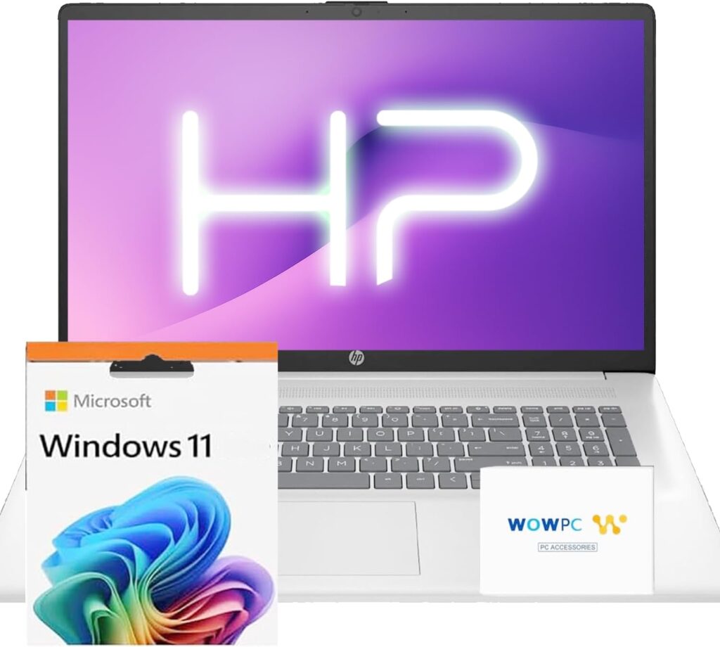 HP 2025 17.3 inch Laptop Computer • 32GB RAM • 1TB SSD • Intel 8-Cores i3 CPU • 10-Key Number Pad • Wi-Fi • HDMI • Webcam • Window 11 • WOWPC Recovery USB • Business and Fun Ready