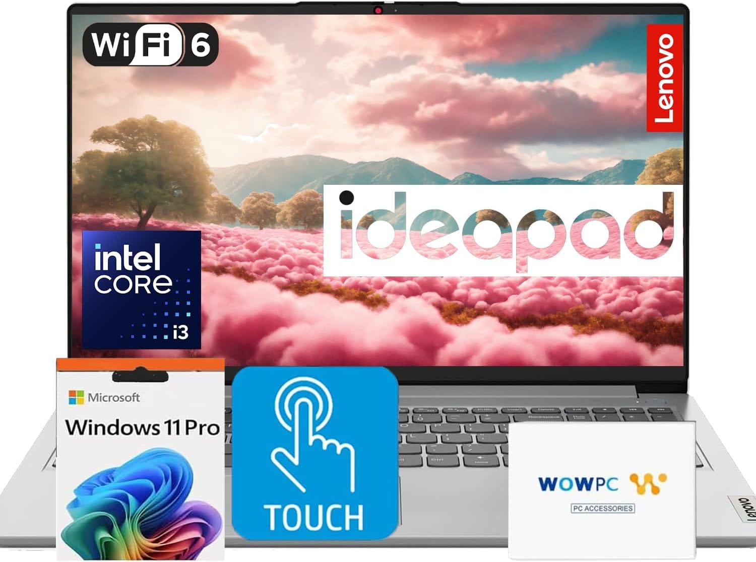 Lenovo 2025 15.6" Touchscreen Laptop – Intel 6-Core i3, 40GB RAM, 2TB SSD, FHD Display, Windows 11 Pro with Microsoft Office, WOWPC Recovery USB, Long Battery Life